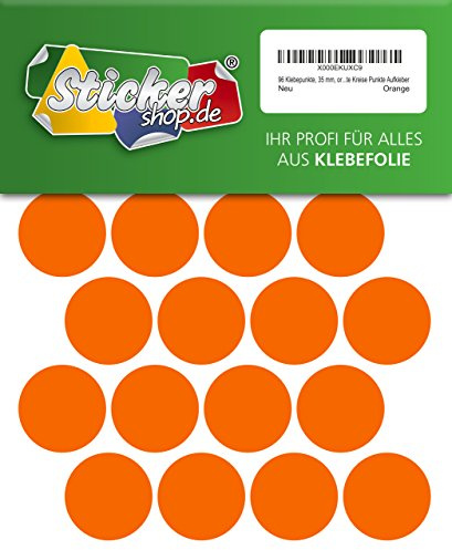 96 Klebepunkte, 35 mm, orange, aus PVC Folie, wetterfest, Markierungspunkte Kreise Punkte Aufkleber