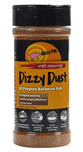 Dizzy Pig Dizzy Dust All-Purpose Barbecue Seasoning Rub (8oz. Shaker) - Seasons 30+lbs of Food - Hand Made in the USA - MSG Free, Gluten Free