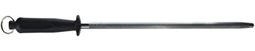 12 Round Butchers Sharpening Steel with Black Handle