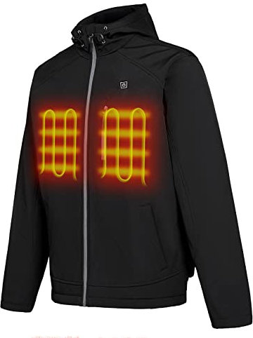 PROSmart Heated Jacket for Men Waterproof Heating Jackets with Battery Pack (Black-with Hood, M)