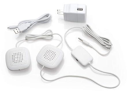 Sound Oasis Amplified Pillow Speakers, 2 Ultra-Thin Hi-Fi Stereo Speakers, Volume Control, Surround Sound for Music, Sleep, Tinnitus Masking, Connects to External Sound Source.