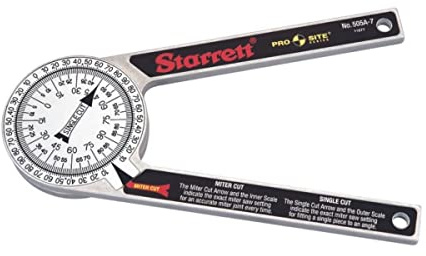 Starrett ProSite Miter Protractor Angle Finder with Two Laser Engraved Scales - Ideal for Carpenters, Plumbers, and DIY Home Improvement - 7 Narrow Aluminum - 505A-7