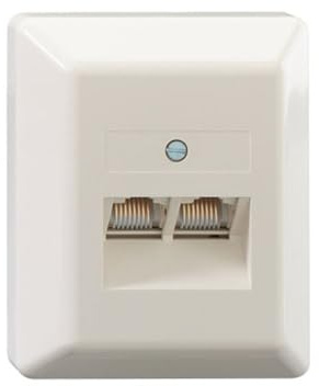 Rutenbeck 13011112 Telefonsteckdose, 2 Ausgänge, 2 x 8 polig, 2 x 8 Kontakte, Polarweiß