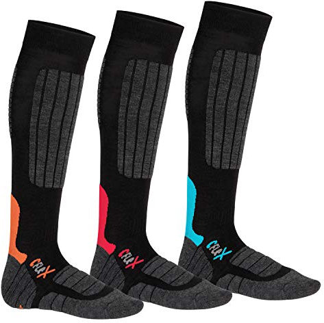CFLEX Damen und Herren Ski- und Snowboard Socken (3 Paar) Kniestrümpfe - Mix 43-46