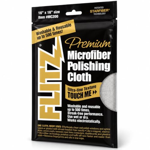 FLITZ Microfiber Polishing Cloths - Grey, 400 GSM (16x16)