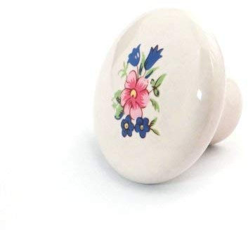SO-TECH® Porzellanknopf Kim Cremeweiß mit Blumendekor Ø 39 mm Möbelknopf Möbelgriff