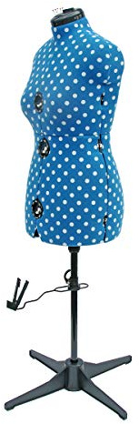Verstellbare Schneiderpuppe Blau mit Punktmuster 8-Teilige | Mittel (M) [Größe EUR 44 bis 48]