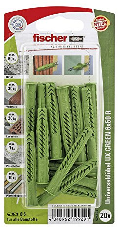 Fischer Universaldübel UX Green 6x50 R K mit Rand, 524804