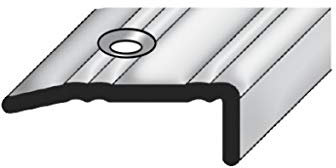 10 Meter (10 x 1 m) Treppenkantenprofil (27 mm x 40 mm) aus Alu eloxiert, gebohrt, edelstahlfarbend