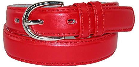 CTM Kid's Leather 25mm Basic Dress Belt (2 Stück), rot, 42