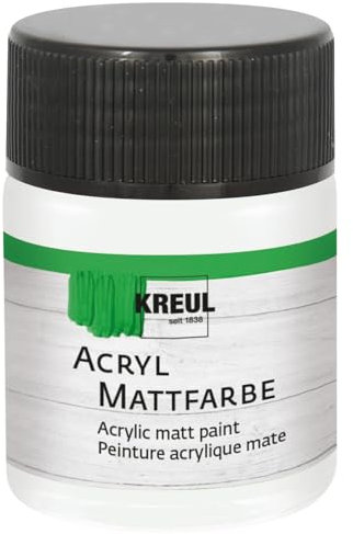 KREUL 75502 - Vernice acrilica opaca, bianco pastello in barattolo da 50 ml, vernice a base d'acqua dalla copertura cremosa e dall'asciugatura rapida, adatta a molte superfici diverse