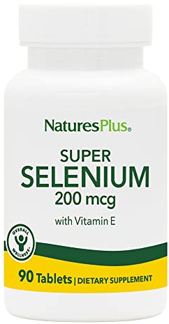 NaturesPlus Super Selenium Complex - 200 mcg, 90 Vegetarian Tablets - Essential Mineral Supplement with Vitamin E - Promotes Healthy Thyroid - Antioxidant - Gluten-Free - 90 Servings