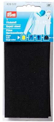 PRYM Reparatur Tabelle/Twill für ironing-on, 12 x 45 cm, schwarz