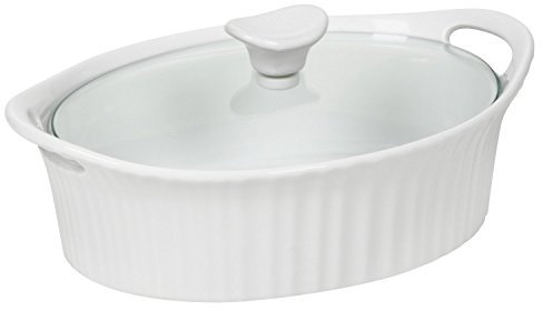 Corningware fransk vit III oval gryta med glasskydd, 1,5 liter