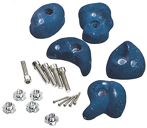 Garden Games Climbing Wall Holds Pack of 10 High Grip Poly Resin Climbing Stones (Blue, 5 Pack)