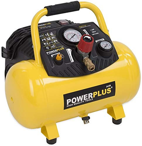Powerplus Kompressor POWX1723 Druckluftkompressor ölfrei mit 12l Tank - Luftkompressor mit Druckluft als Luftpumpe für Fahrrad - Kompressor mit 1100 W und 10 bar