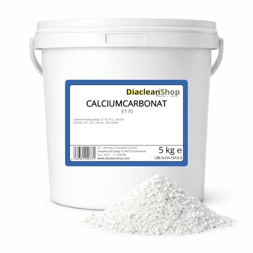 DIACLEANSHOP Calciumcarbonat 5kg Lebensmittelqualität E170 | Ideal für Lebensmittel Rasenkalk Kreidefarbe Garten Kalk E170