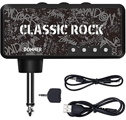 Donner Amplificador de Auriculares de Guitarra clásico Rock Pocket Mini Amplificador de Auriculares de Guitarra con batería Recargable USB