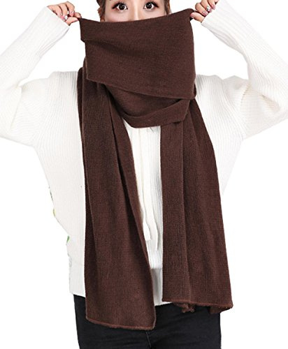 Wander Agio Women's Warm Long Shawl Winter Scarfs Large Scarf Pure Color Coffee