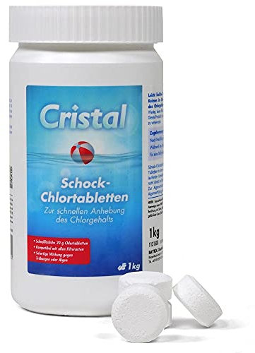 Cristal Schockchlortabletten 1 kg - 20 g Chlortabletten gegen Trübungen und Algen - Effektive Desinfektion - rückstandsfrei löslich - Pool & Whirlpool