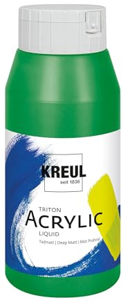 KREUL 17006 - Triton Acrylic Liquid Permanentgrün 750 ml, Hochwertige Künstler-Acrylfarbe in Studienqualität mit leicht fließendem Charakter, tiefmatt auftrocknend, Grün