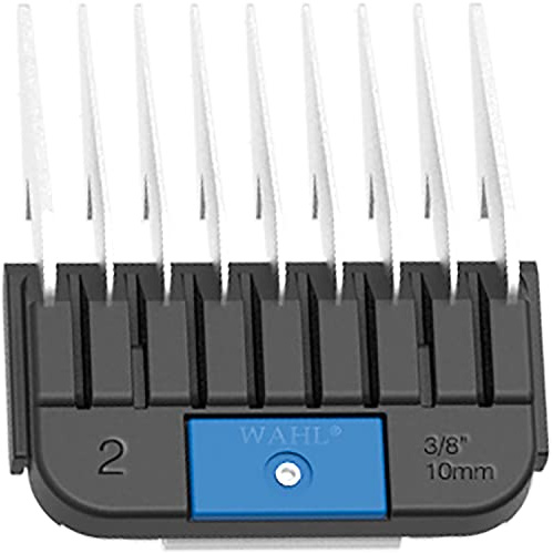 WAHL Professional Animal Stainless Steel Attachment Guide Comb Detachable Blade Pet Clippers - #2, 3/8 Inch Cut Length (3373-100), Dark Blue