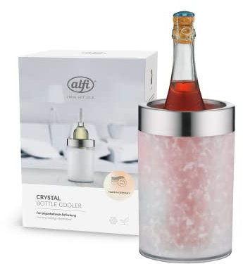 alfi Weinkühler Crystal Ice, Aktiv-Flaschenkühler aus doppelwandigem Acryl, 0355.011.000 Sektkühler einfach im Gefrierfach vorkühlen, Getränkekühler hält Flaschen über Stunden kalt, 16.3 x 16.3 x 22.7 cm