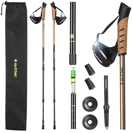 Carbon Wanderstöcke, Ultraleichte Trekkingstöcke, Nordic Walking Stöcke mit Gummistopfen, 110 oder 115 cm, Einteilige Trekkingstöcke, Gehstöcke mit Gummipuffer für Damen und Herren