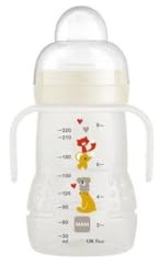 MAM Biberon de transition, Bec Anti-Fuite, Poignées, 4+ mois, 220 ml, Blanc