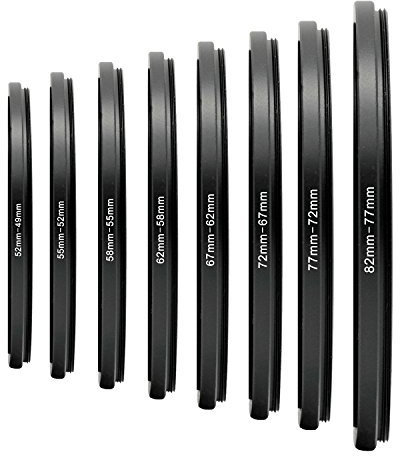 Belmalia Lot de 8 Bagues d’Adaptation Step-Down Anneaux Abaisseurs Adaptateurs de Filtre d’Objectif 82 à 49 mm