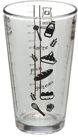 Lily cook - KP5269, Verre doseur esthétique et Pratique pour la Cuisine, contenance 500 ML, Dimensions 8,80 x 8,80 x 14,70 cm, Coloris Aléatoire Rouge/Bleu/Noir