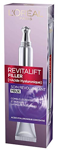 L'Oréal Paris - Soin Contour des Yeux Revolumisant - Embout Double Applicateur Révolutionnaire - Résultats Anti-Âge Visibles - Concentré en Acide Hyaluronique Pur - Revitalift Filler - 15 ml