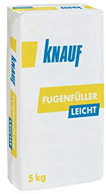 Knauf Fugenfüller leicht zum Verspachteln von Gipsplatten mit HRK/HRAK, mit Fugen-Deckstreifen, 5 kg – Gips-Spachtel, sehr ergiebige Füllspachtel-Masse
