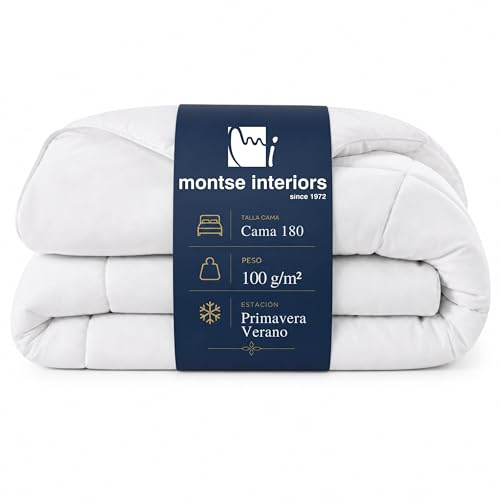 Montse Interiors Edredon Cama 180 | Relleno nordico 270x240 Primavera-Verano 100gr | 100% Microfibra Transpirable y Lavable