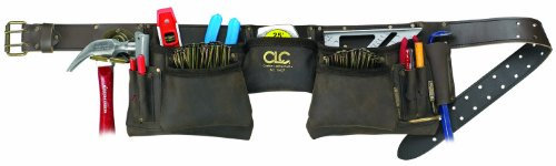 Custom Leathercraft CLC 19427 Bau-Arbeitsschürze, geöltes Leder, 12 Taschen, braun, groß