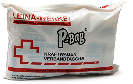 Leina-Werke 11300 KFZ-Verbandtasche P-Bag Compact, Weiß/Schwarz/Rot