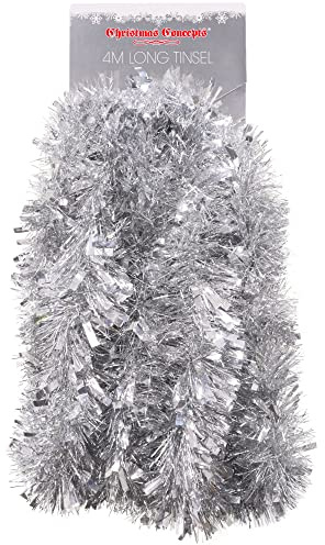 Christmas Concepts® Chunky/Fine Weihnachten Lametta -4 Meter - Weihnachtsdekoration (Silber)