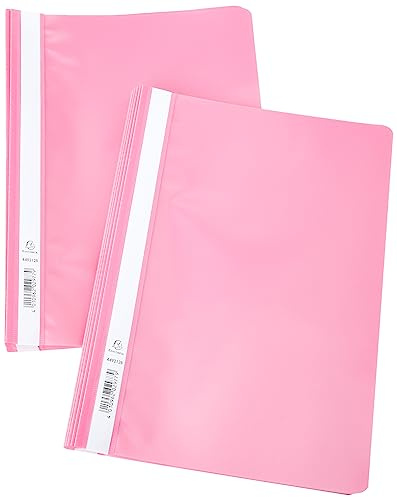 Exacompta - Ref 449212B - Förpackning med 25 presentationsmappar med lameller - PVC-fodral av standardkvalitet - etikett i fullhöjd - metalllameller - rosa färg