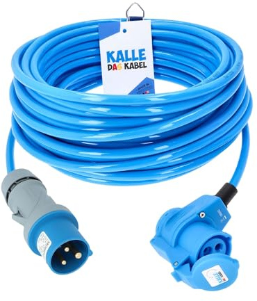 KALLE DAS KABEL CEE-Verlängerung 230V H07BQ-F 3G 2,5 mm² 10 m Vollpur-Premium-Leitung mit Winkelkupplung für Industrie BAU Boot Womo Camping