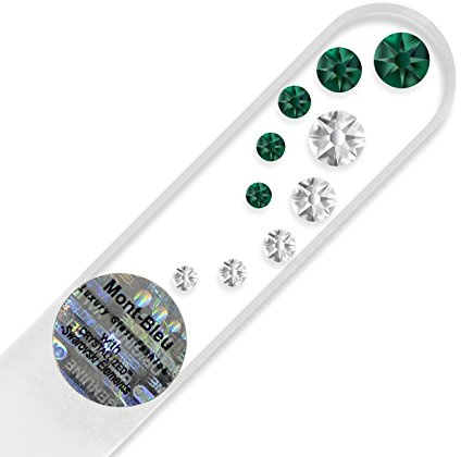 Mont Bleu Mini-Glasnagelfeile von Hand dekoriert mit Swarovski Elements, geliefert in einer Hülle aus schwarzem Samt - Echtem gehärteten Glas aus Tschechien