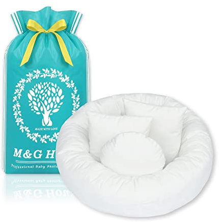 4PC Newborn Photo Props Baby Photography Basket Pictures Infant Posing Props, 1 Photo Donut, 3 Posing Pillows(Fits 0-3 Month)