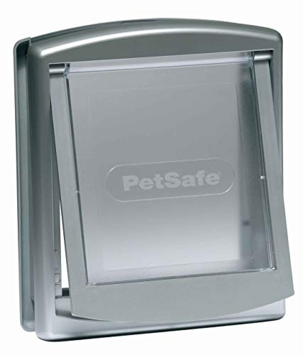 PetSafe Staywell Haustiertüre Original mit 2 Verschlussoptionen, Für Haustiere bis zu 7 kg geeignet, Größe S, Silber