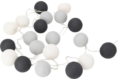 Stoff Ball Lichterkette, 20`er LED Kugel Lampion, grau, antrazit/grau | Dekorative Lichterkette mit 20 Stoffbällen, Durchmesser ca. 7 cm, energiesparende LEDs, Gesamtlänge: 3,5 m.