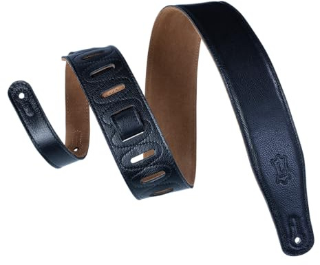 Levy's Leathers gepolsterter Ledergurt für Gitarre | Breite 6,4 cm | Schwarz | (M26GF-BLK)