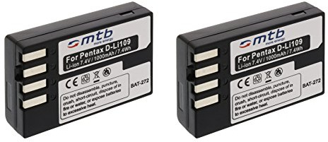 2X Batteries D-LI109 pour Pentax K-r, Kr, K30, K-30, K-50, K-500