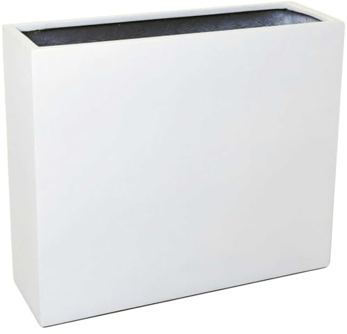 VIVANNO Großer Pflanzkübel Raumteiler auf Rollen - Fiberglas Weiß Matt | Wetterfester Blumenkübel 88x75x30 cm für Außen & Innen, inkl. Zwischenboden, mobil für Gastronomie & Hotel