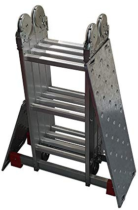 Home Master® Multi Purpose Ladder | Step Ladders, Extension Ladder, Combination Ladders | EN131 Certified | 150kg Weight Rating | Non-Slip Rubber Feet | Stabiliser Bar | Size: 4x3+Acc-StepPlat