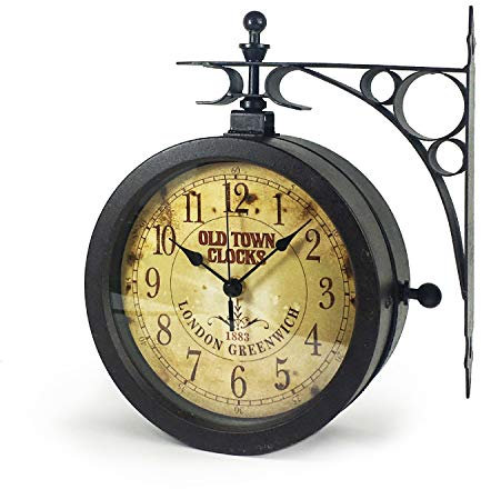 TFA Dostmann Nostalgie Wanduhr und Thermometer, Gartenuhr, 60.3011, Outdooruhr, Aussenbereich geeignet, doppelseitig, Altkupfer, L 270 x B 95 x H 295 mm