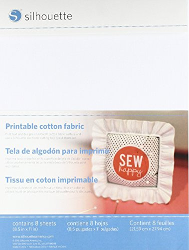 Silhouette bedruckbarer Baumwollstoff, 21,6 x 27,9 cm, Weiß, 8 Stück