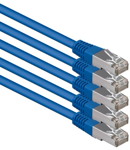 7,5m blau - 5 Stück Cat.6 Patchkabel Netzwerkkabel CAT6 S-FTP Gigabit LAN PIMF CAT 6 Kupfer CU Halogenfrei Internet DSL Spielkonsole Smart TV